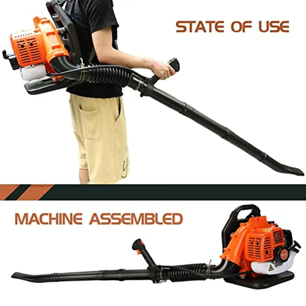 52CC Gas Powered Backpack Leaf Blower 550CFM High Strength Snow Blower Lawn Grass Air Cooling Kit with Cleaning Accessories