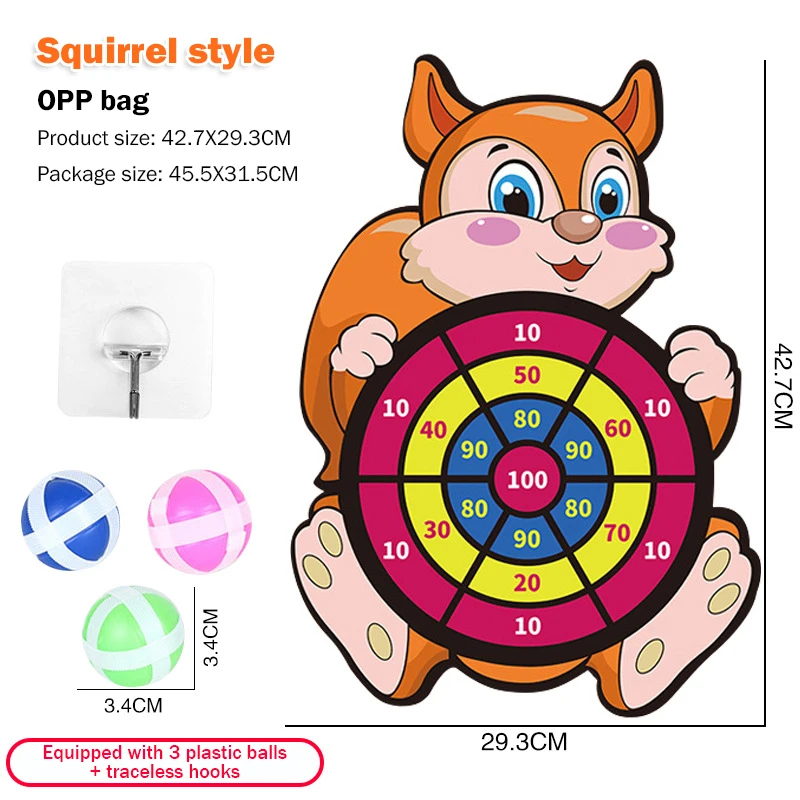 Sticky Dart Board Target Throw Ball Sport Game Animal Educational Outdoor Children Toy Family Interactive Indoor Kid Party Gift