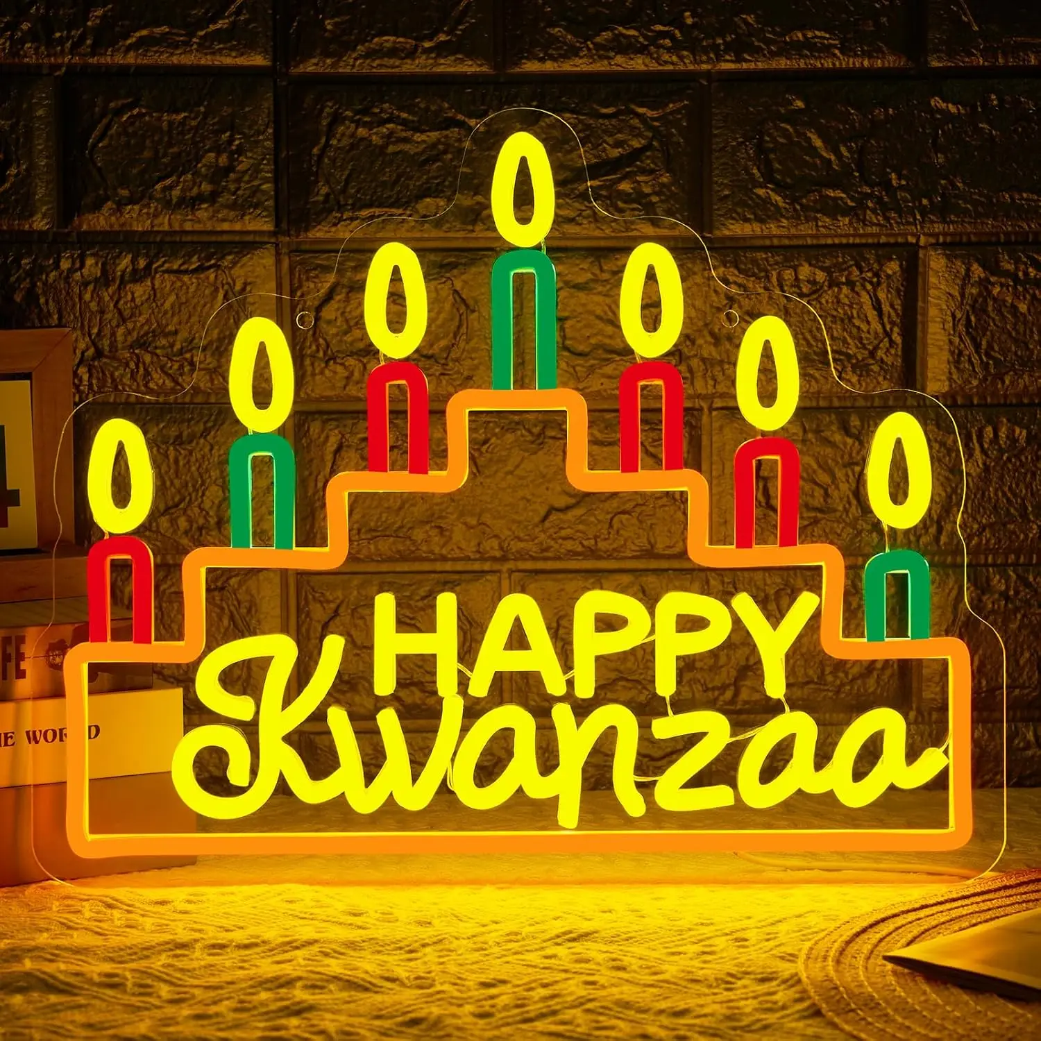 

Светодиодная неоновая вывеска Happy Kwanzaa, с регулируемой яркостью, USB-подключение, декор для дома, церкви и африканских традиций. Идеальное настенное украшение, подарок для окна.