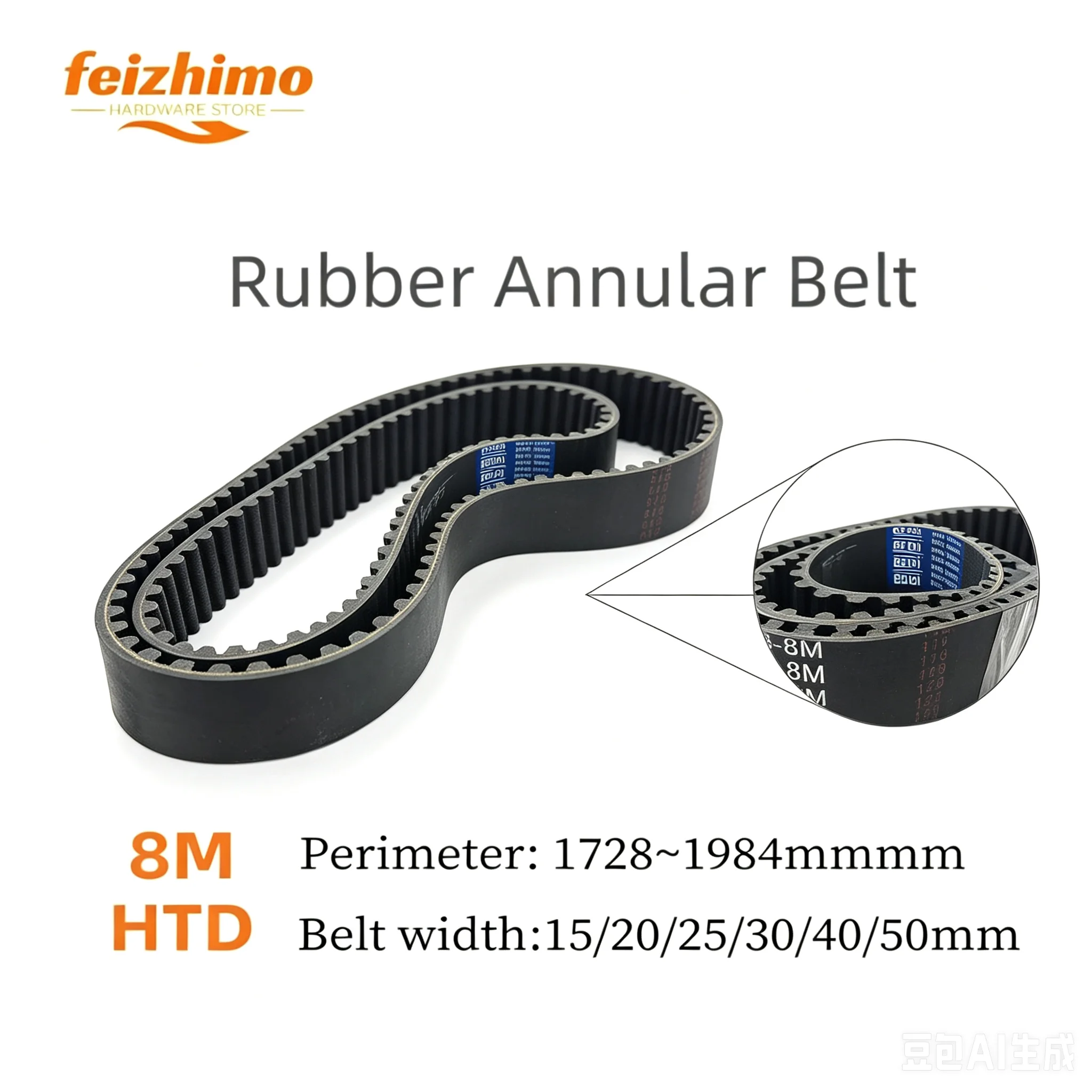 FeiMo HTD 8M Synchronous Belt Has  Circumference Of 1728~1984mm Width Of 15/20/25/30/40/50mm High Torque Rubber Synchronous Belt