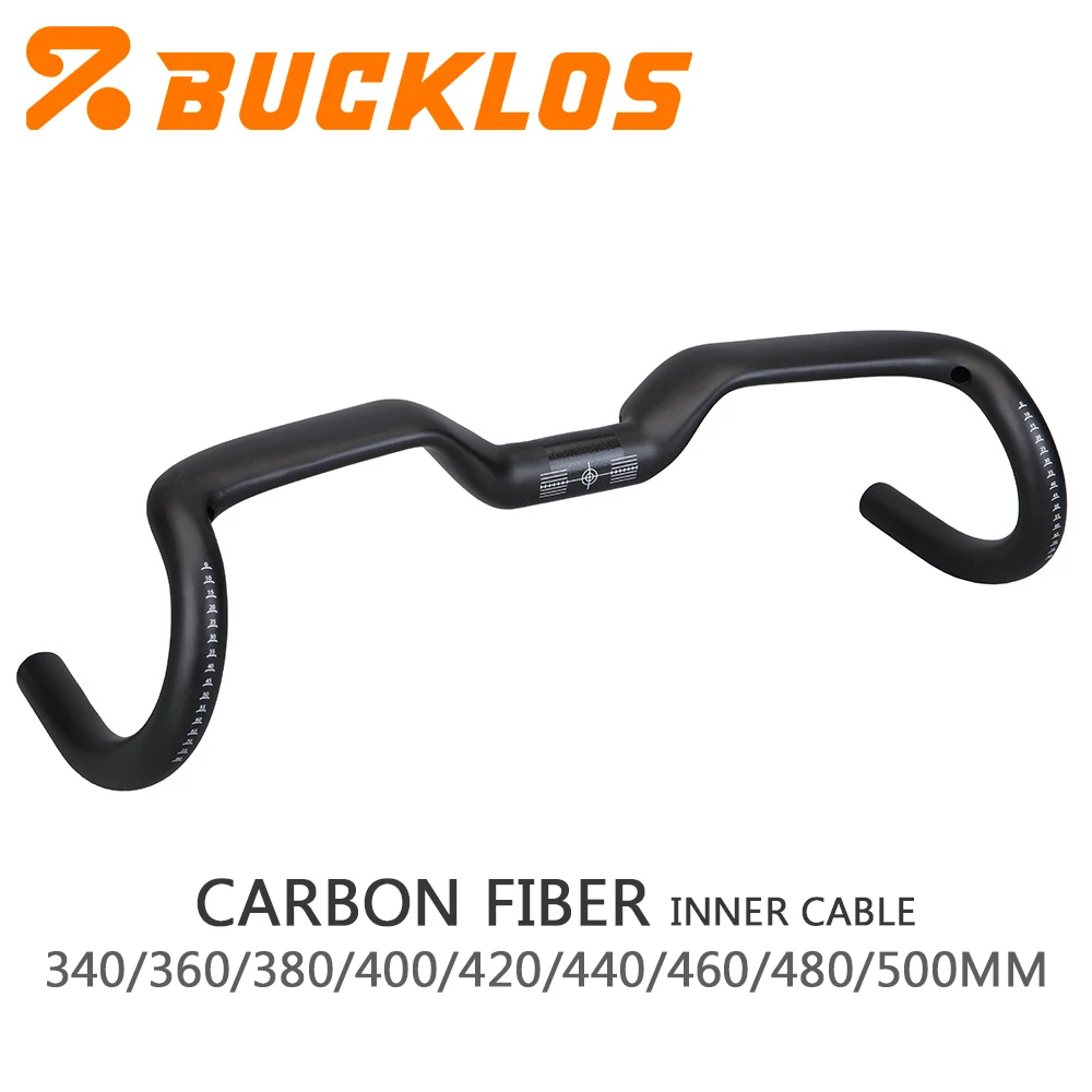 BUCKLOS  Full Carbon Track Bike Handlebar 400/420/440/460/480mm Road Bike Handlebar Internal Cable Gravel Bike Handle Bar