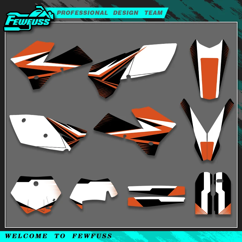 Fewfuss Complete Stickers Graphics Decals for KTM SXF 2005-2006 XCF 2006-2007 EXC 2005-2007 Dirt Bike Custom Decal Kit