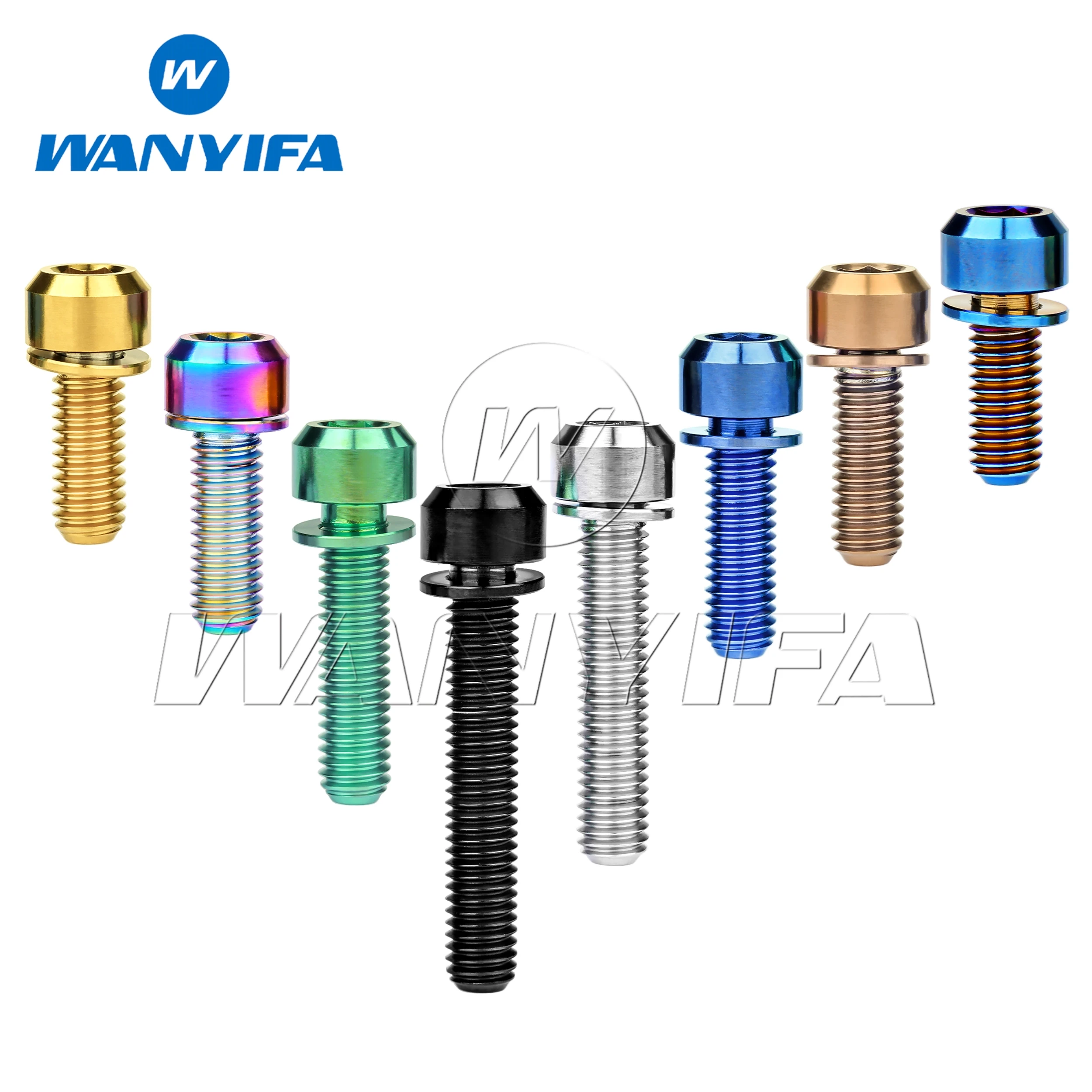 Wanyifa Titanium Bolt M5/M6X16/18/20/25/35Mm Titanium Bicycle Stem Screw with Washer Bicycle Accessory