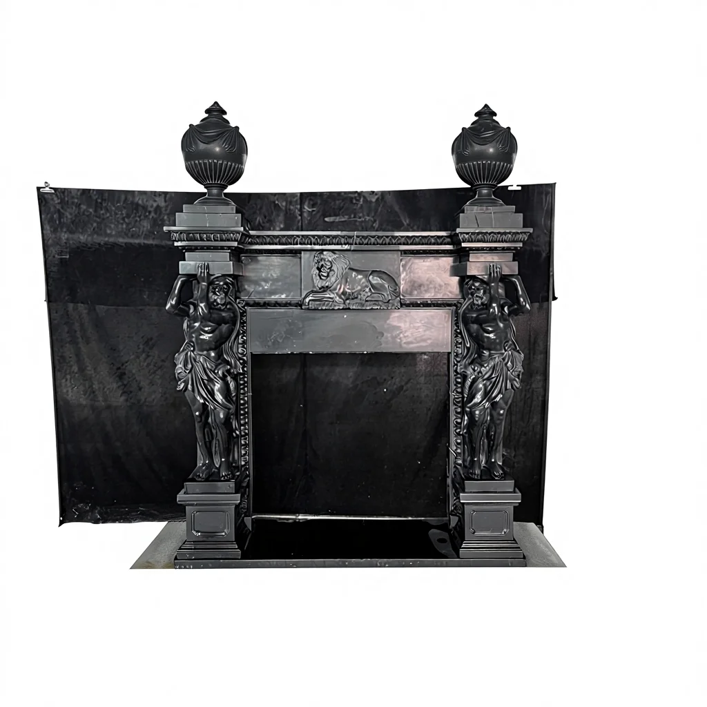Indoor Decorative Marble Fireplace Mantel Heat Resistant Stone Surround with Shelf for Living Room Storage