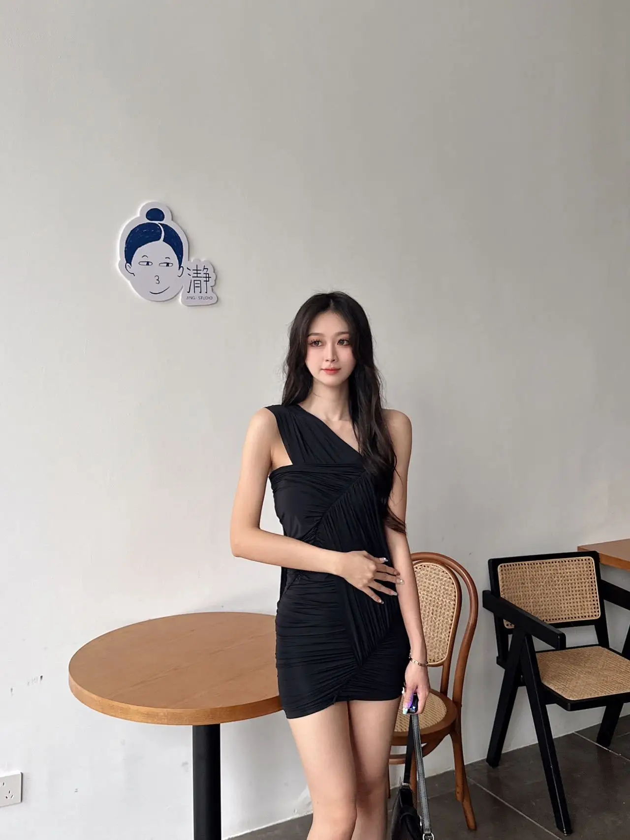 

Dress For Women 2024 New Spring/Summer Classic Dark Style Asymmetrical Ruched Strapless Bodycon One-Shoulder Spaghetti Strap