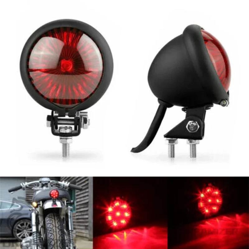 12V Taillights Motorcycle Brake Light LED Motorbike Stop Rear Tail Lamp Red Compatible With Chopper Bobber Cafe Racer StreetBike