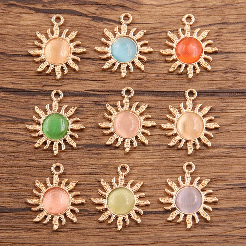 10Pcs 18*21mm 9 Color Sun Charms For Jewelry Making Supplies Bulk Findings Phone Earring Pendant Necklace Accessories Diy Craft