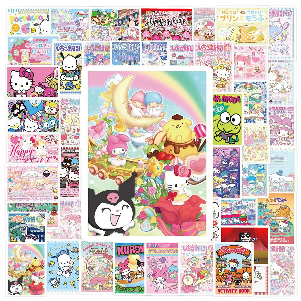 10/30/50pcs Cute Cartoon Sanrio Poster Stickers Kawaii Girls Kuromi My Melody Hello Kitty Decals Decoration Kids Sticker Toys