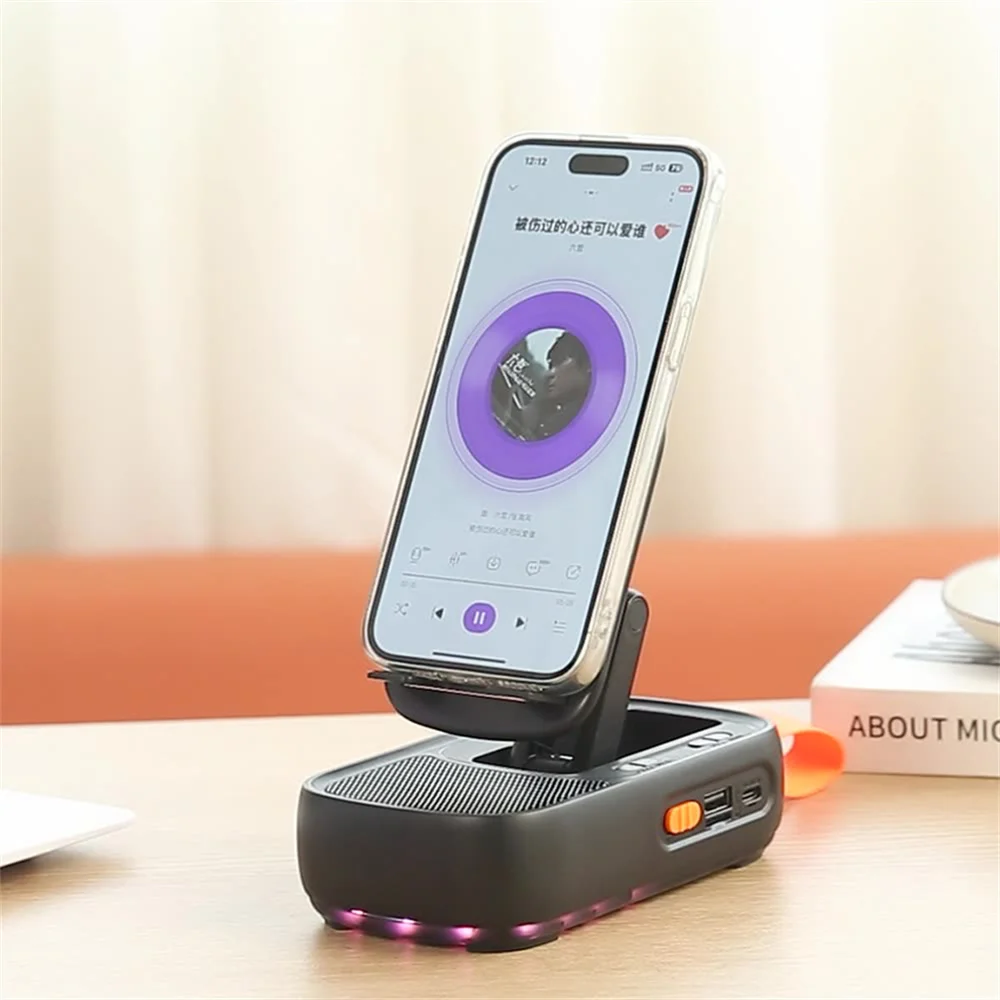 Portable Stand with Bluetooth-Compatible Speaker Desktop Bracket Folding Desktop Live Lazy Stand Anti-Slip