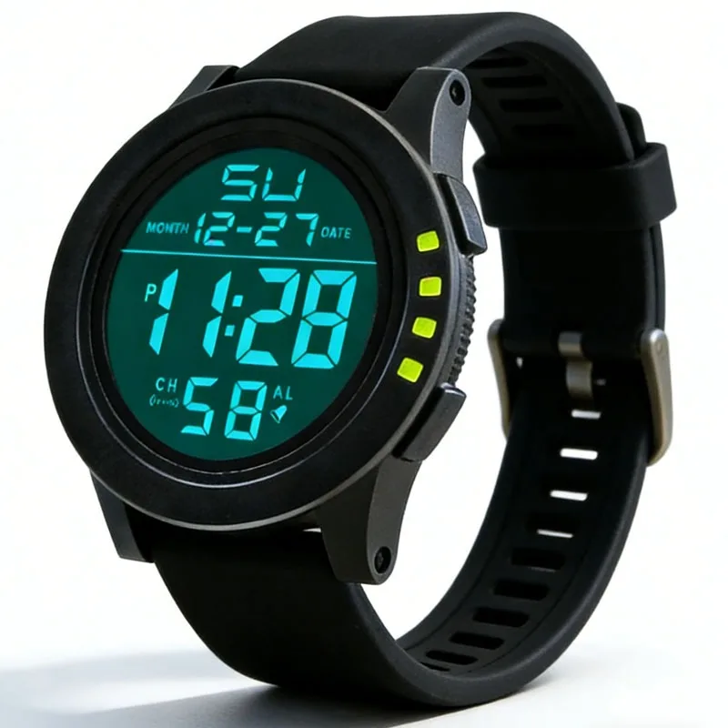 

Мужские цифровые часы, электронные спортивные водонепроницаемые часы для повседневного использования, светодиодный дисплей, будильник, секундомер