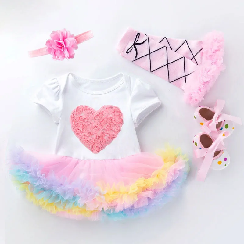 Abito da bambina Abiti da compleanno per 1 anno Abito da principessa invernale con tutù rosa con scaldamuscoli Set di vestiti per feste di compleanno per bambini 3 mesi