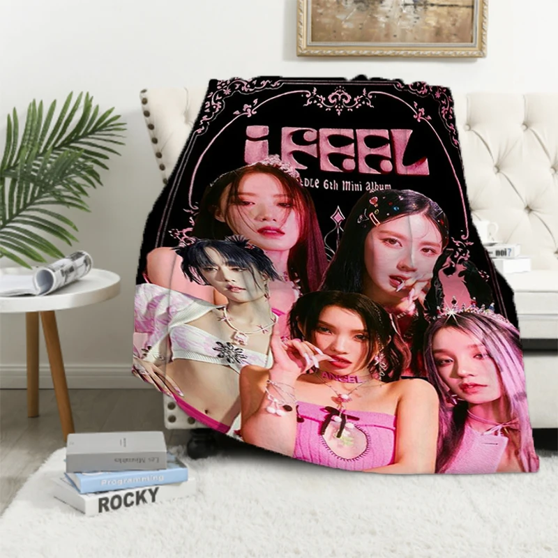 (G)I-DLE Kpop Gidle Bed Blanket Blankets for Decorative Sofa Blanket Summer Comforter Fluffy Soft Blankets & Throws Throw Furry