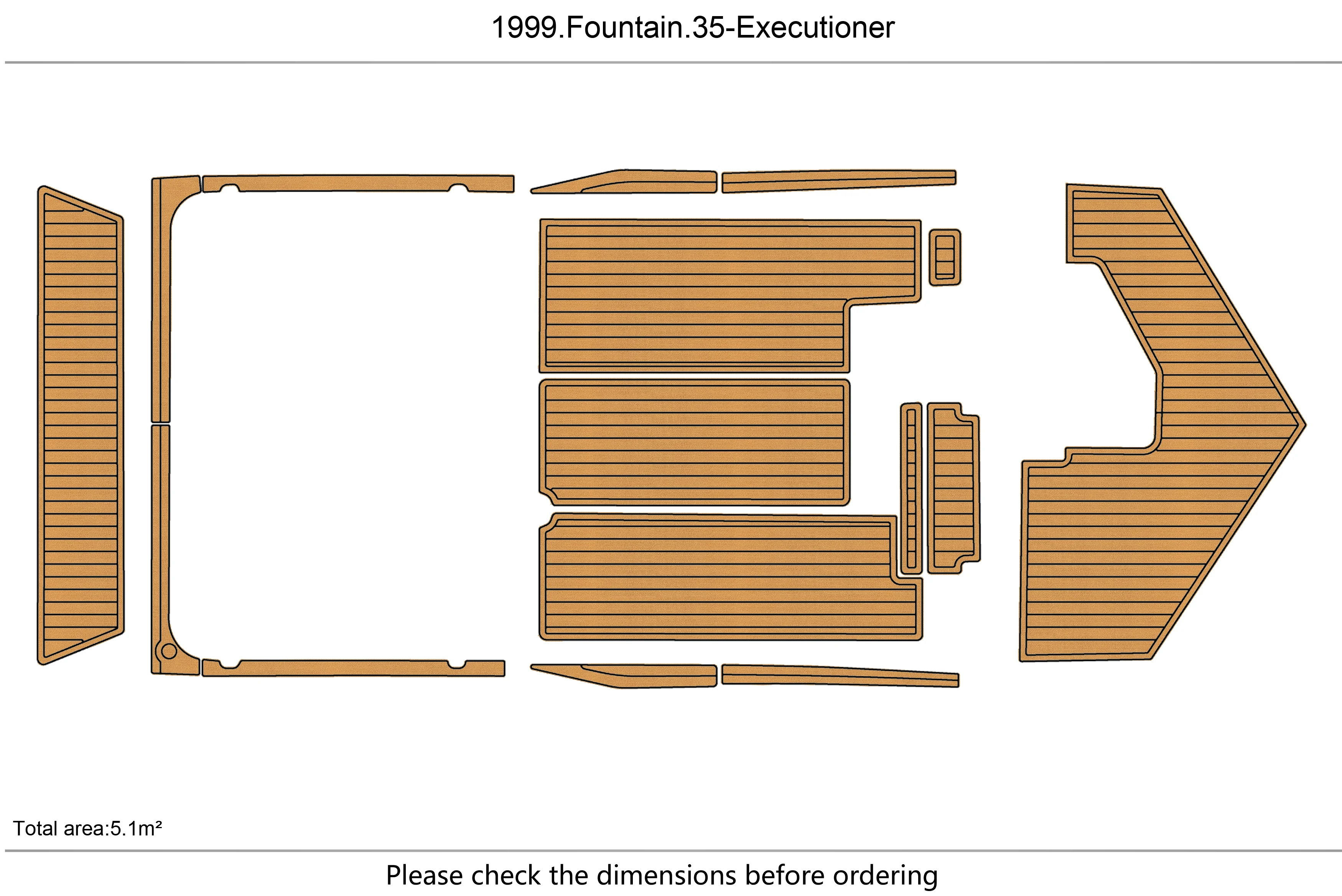 

1999 Fountain 35 Executioner bow Cockpit platform 1/4" 6mm EVA fAUX carpet Water Ski Yacht Fishing Boat Non-slip mat floor