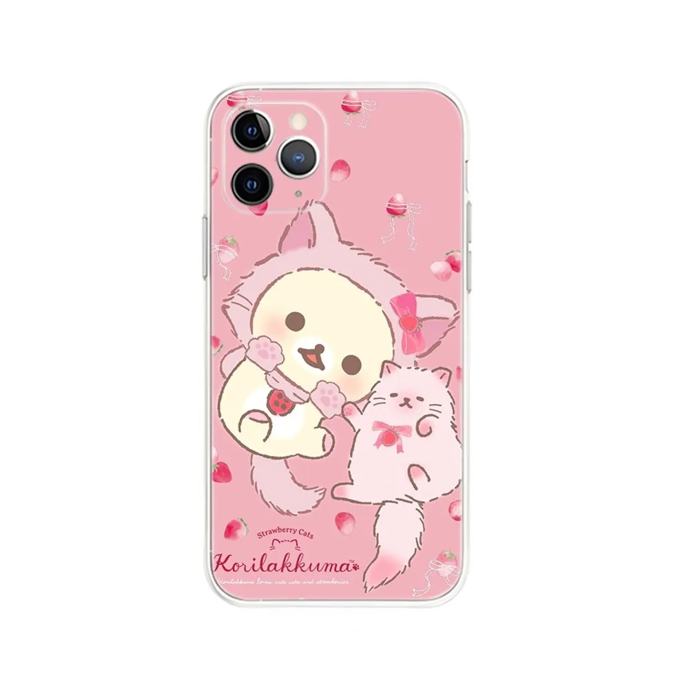 R-RilakkumaS Cute Bear Phone Case For iPhone Apple 16,15,14,13,12,Mini,11,Pro,Max,Plus,X,XR,XS,8,SE,2020,Plus Transparent Cover