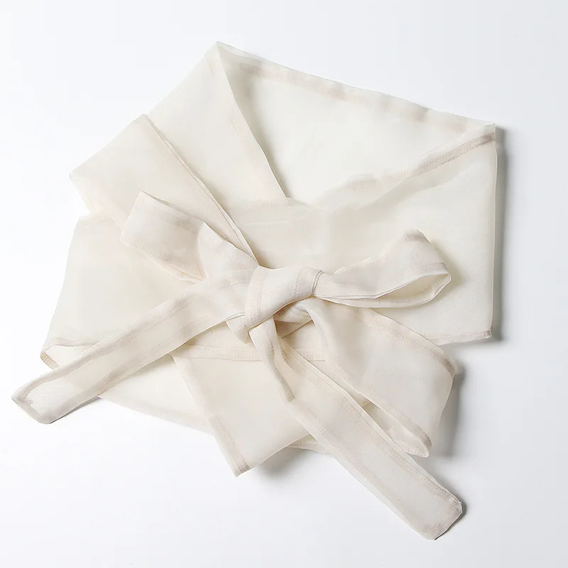 Blus Wanita Lengan Panjang Trendy dengan Kerut, Kerah Mock Neck, Berlapis Ruffle, Kasual, Bahan Chiffon Transparan, Model Pendek