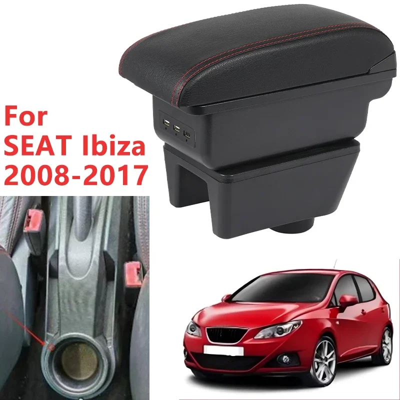 Car Armrest For Seat Ibiza Mk4 6J 2008 2009 2010 2011 2012 2013 2014 2015 2016 2017 Center Console Storage Box Car Accessories