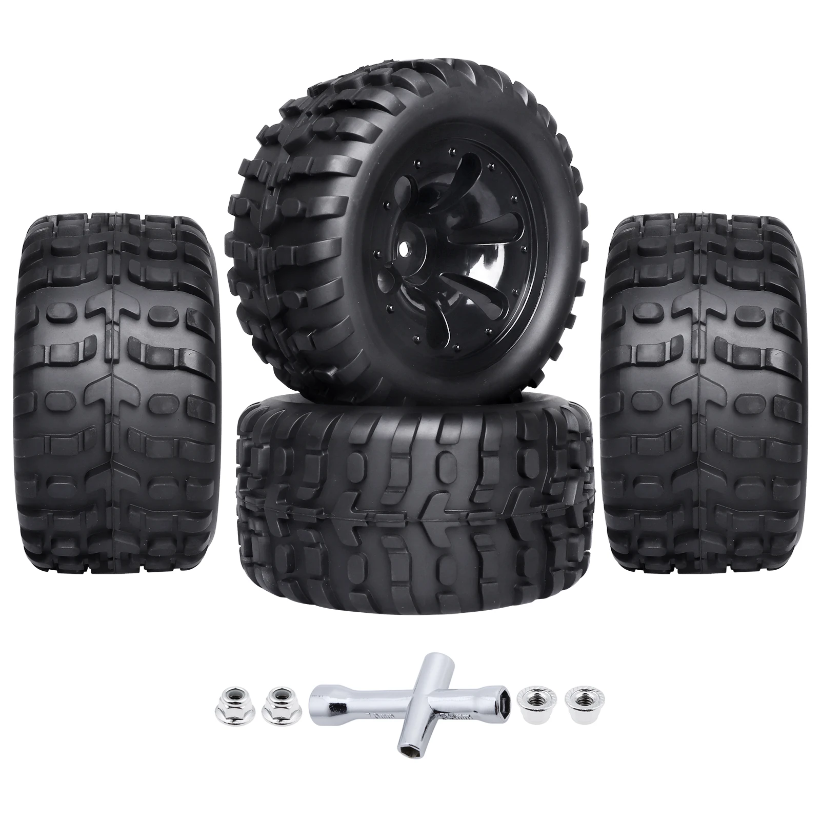 

HobbyPark Glued 12mm Hex 1/10 RC Truck Tires Wheels for Traxxas Rustler Stampede 4x4 VXL 2WD Redcat Volcano EPX S30 Blackout XTE