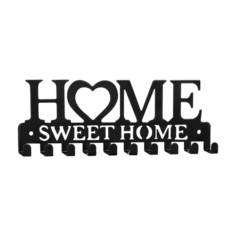 Iron Key Hanger Wall Decorative Key Rack Organizer Keychain Holder For Entryway Doorway Hallway Garage Black Easy Install