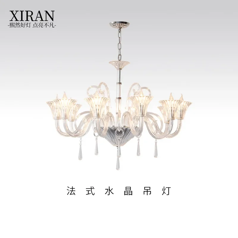 for French Light Luxury Villa Crystal Chandelier High End Bedroom Lamp Banquet Hall Hotel Wedding Atmosphere Lighting Fixture