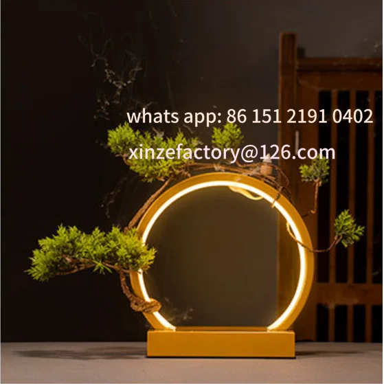 Customizable Living Room Office Club Yoga Desktop LED Ring Lamp New Chinese-style LED Light Circle Bracket Creative Ornaments