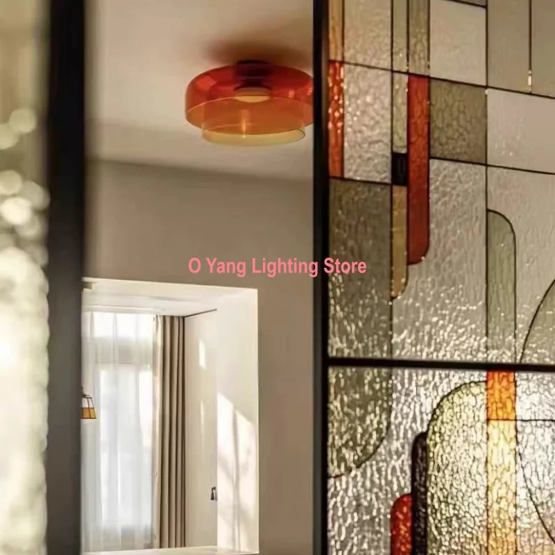 Designer Style Minimalist Multi-layer Combination Orange Glass Lampshade Lighting Creative Atmosphere Artistic Ceiling Light
