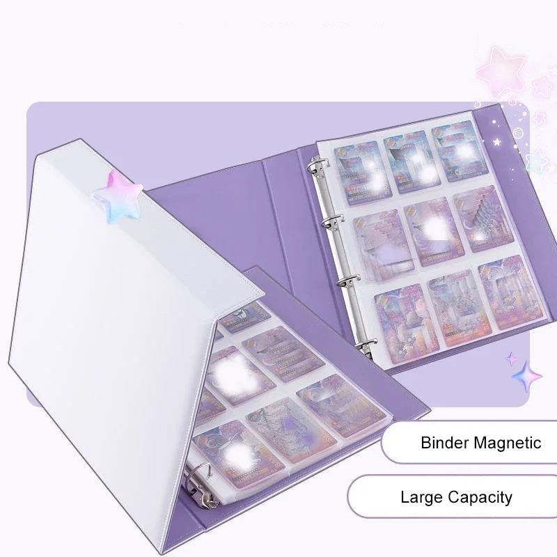 A4 D Ring Binder Macaron Kpop Idol Photocard Holder Book Storage Photo Album Magnetic Binder 1/2/4/8/9/10 Pockets Sleeves Clear