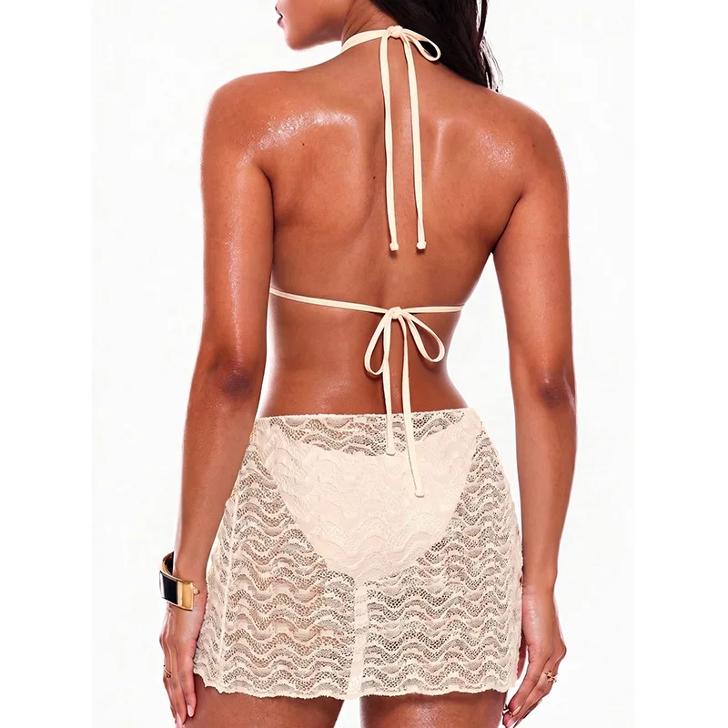 2026 Sexy 3 Piece Bikini Set Women Push Up Tummy Control High Waisted Swimwear with Cover Up Skirt Beach Vacation Summer Outfits