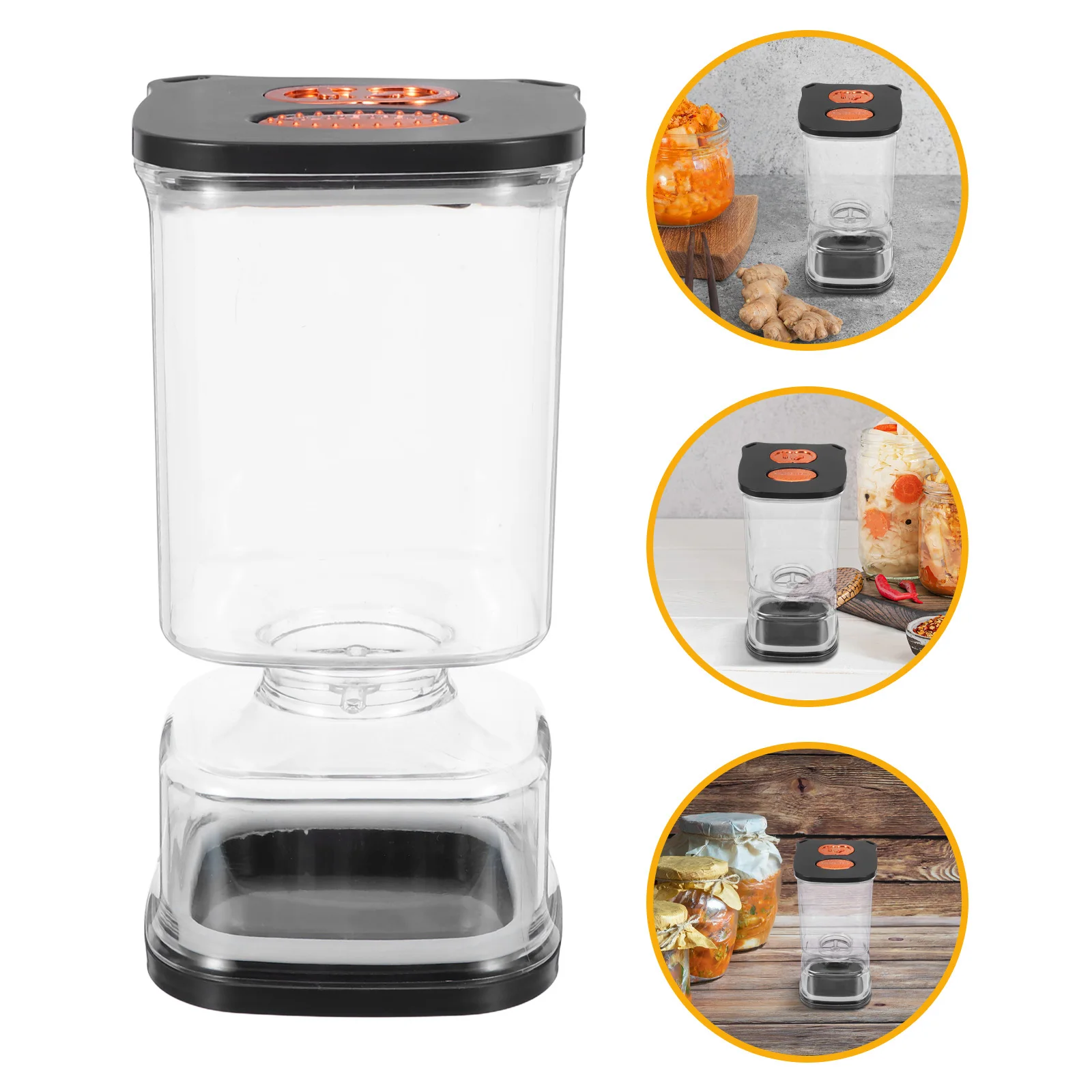 

Plastic Pickle Jar Hourglass Shaped Leakproof Airtight Lid Clear Fermentation Container Separator for Kimchi Juice Vegetable