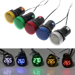 22mm -20-199 Celsius LED Digital Thermometer Indicator AC 50-380V Round Temperature Meter Detector Sensor for Cars Truck