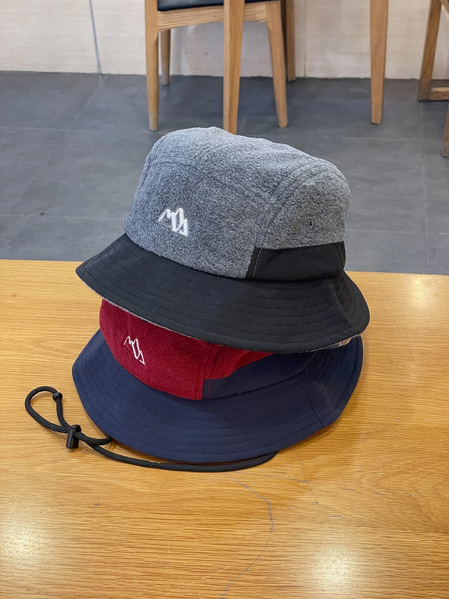 Embroidery Outdoor Camping Color Matching Bucket Hat Female Couple Warm Bucket Hat Male Winter