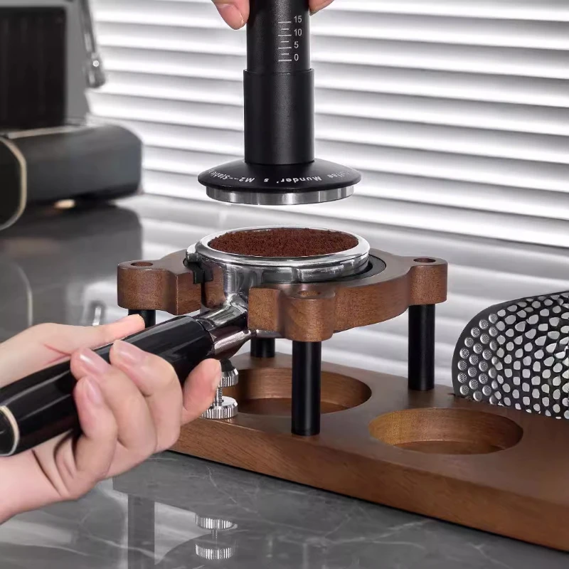 

Multifunctional solid wood powder pressing base, powder press, powder dispenser storage