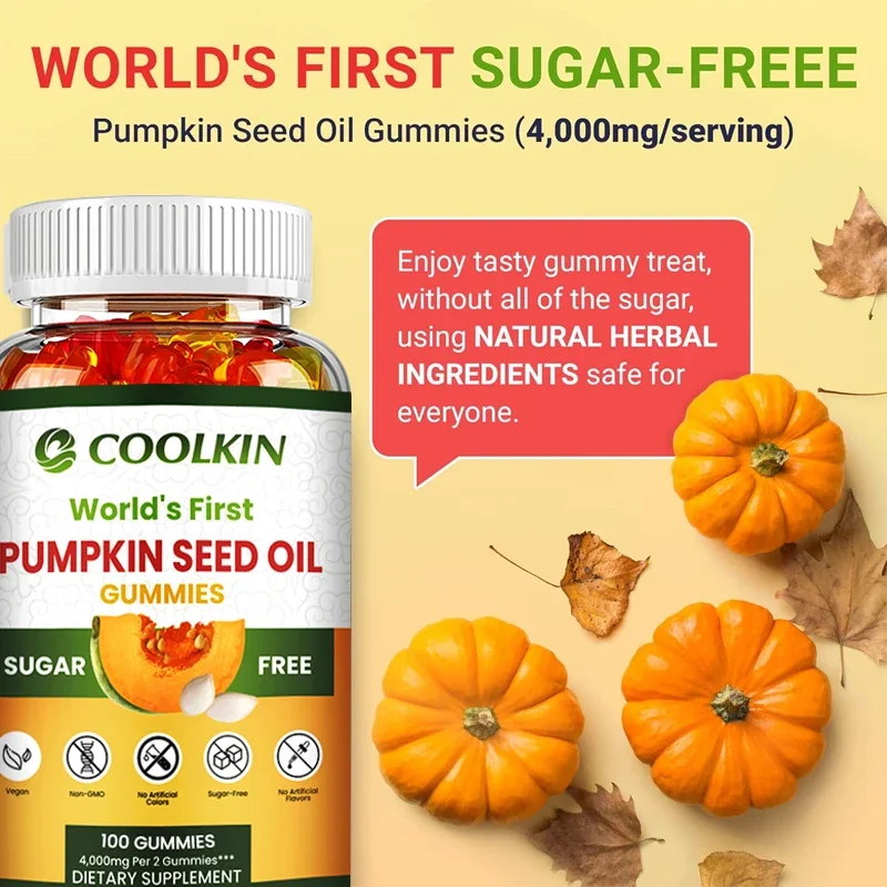 Sugar-Free Pumpkin Seed Oil Gummies (4,000 Mg/serving) Support Hair Growth, Prostate Health, Immune and Urinary Tract SupportCap