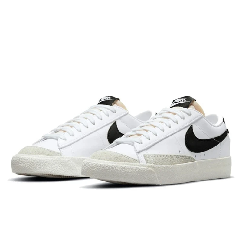 Nike Blazer niski 77 mężczyzn kobieta obuwie do deskorolki klasyki czarne prawdziwa skóry antypoślizgowe wygodne trampki Unisex