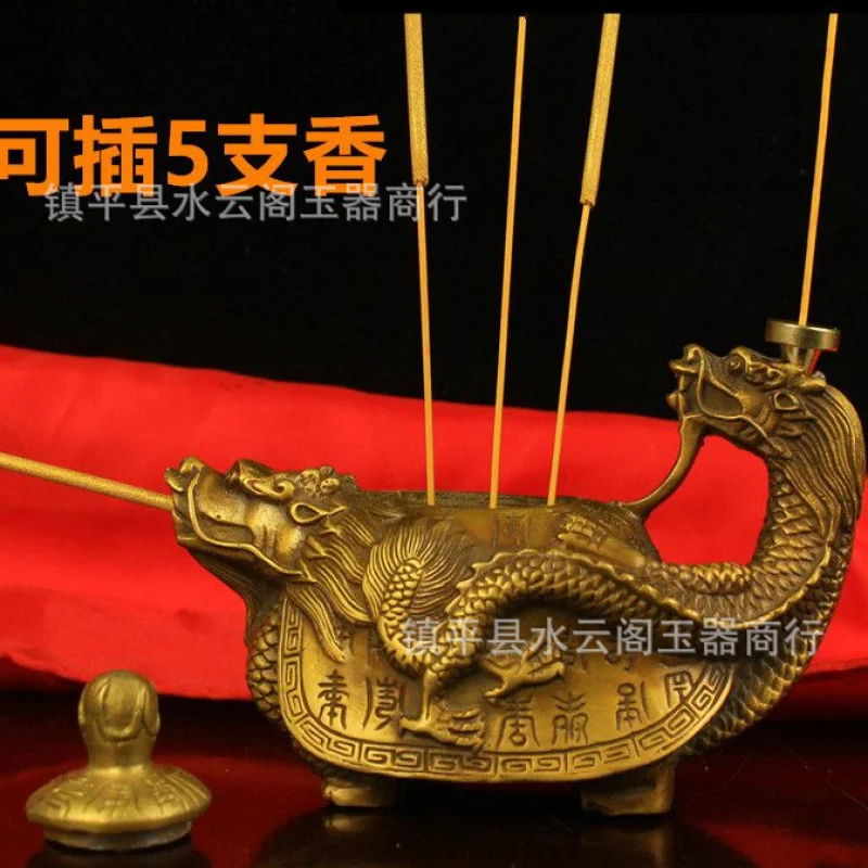 

Pluggable5Incense Holder Brass Dragon Looking Back Incense Burner Ornament Qinglong Looking Back Incense Burner Dragon Turning B