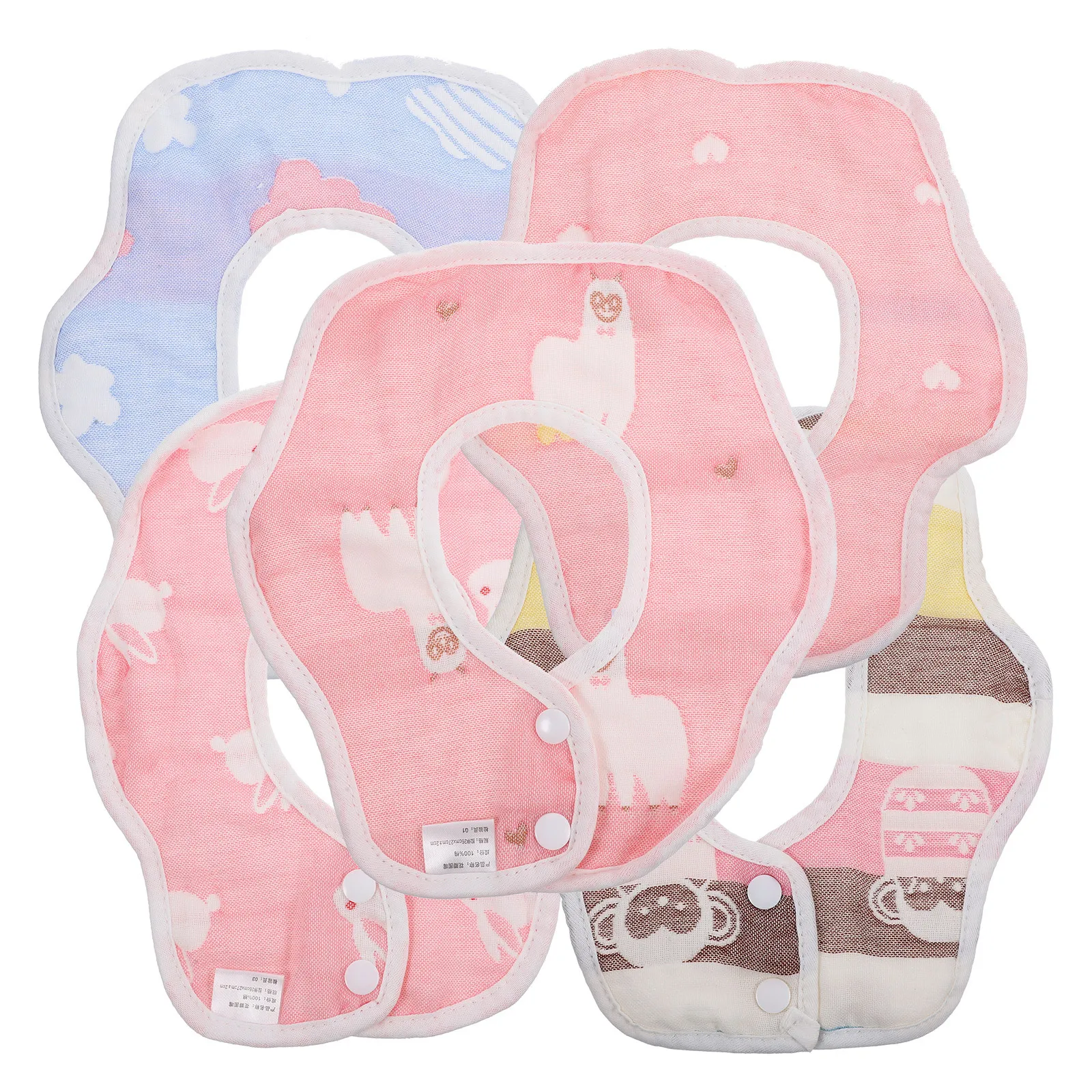 

5 шт. детские слюнявчики из хлопкового материала, портативные, легко чистящиеся, многоразовые, идеально подходят для всех сезонов, детские полотенца со слюной