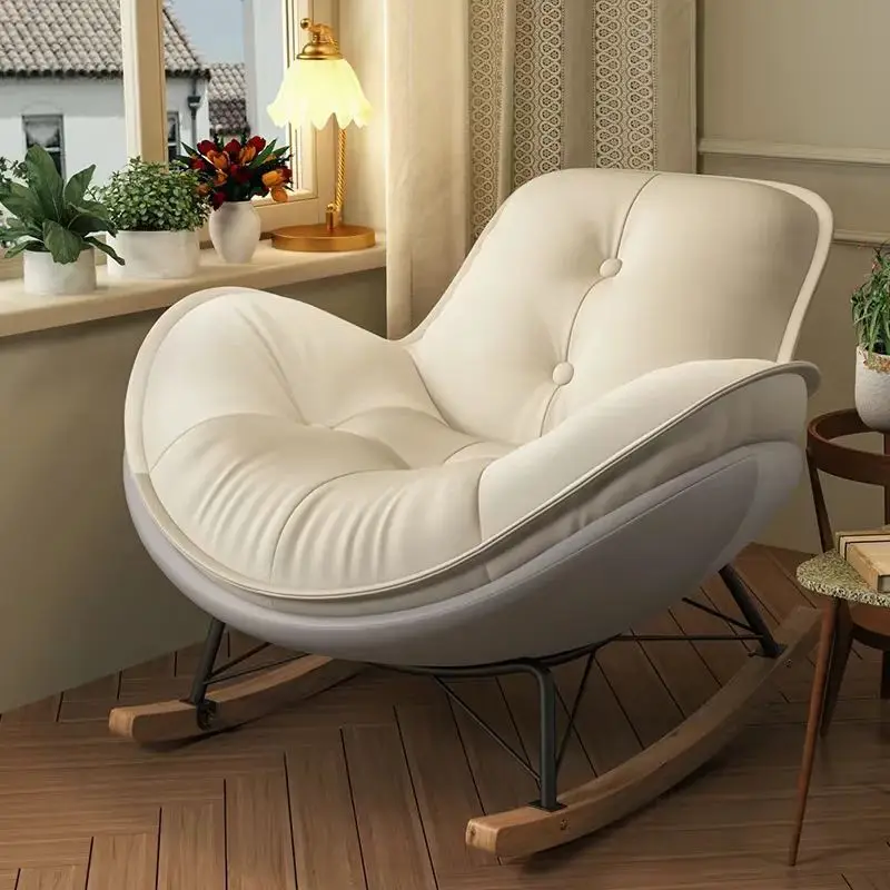 Eggshell Rocking Chair Upgraded Cat Skin Living Room Soft Lounge Chair Balcony Leisure Lazy Sofa Rocking Chair