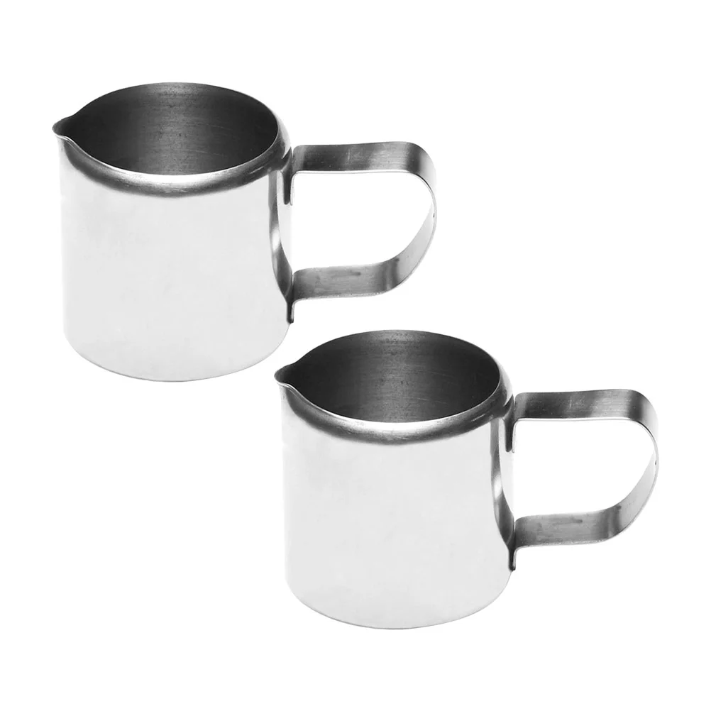 2 Pcs Mini Milk Jug Sauce Dish Coffee Pod Maker Cream Holder Stainless Steel Miss Kettle