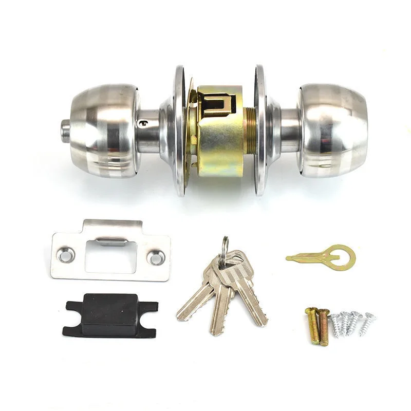 

1 set, door handle with lock and key, stainless steel ball lock,internal/external door handle for bedroom bathroom/entrance door
