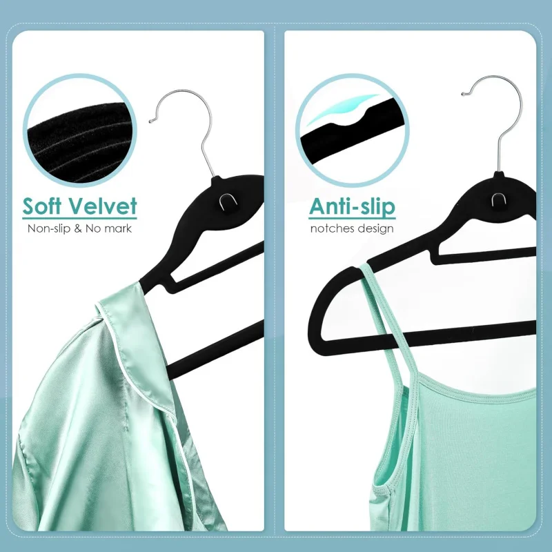 Velvet Pendants Non Slip Felt Pendants, DUDUCOFU 30 Stackable Clothes Pendants Slim Pendants Space Saving Suits Coats,