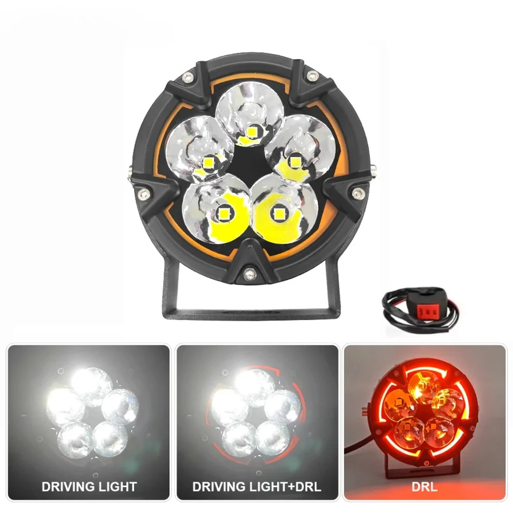 1/2 PCS 3 Inch LED Work Light With Yellow DRL Spot Fog Lights For Offroad 4x4 Trucks SUV Motorcycle ATV Boat Spotlight 12V 24V