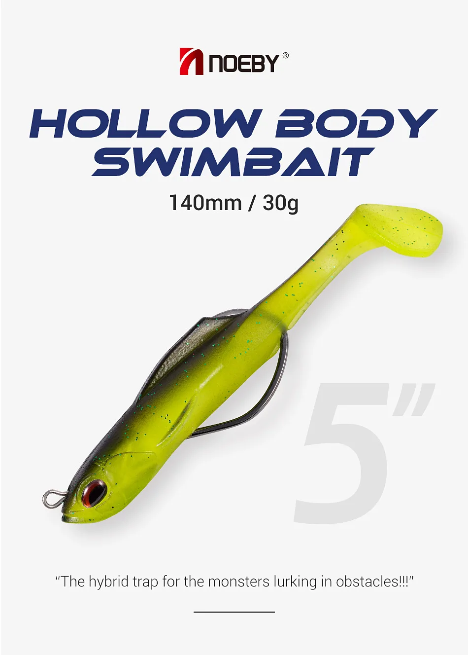 Noeby TPR Swimbait 14 cm 30 g hohler Körper sinkender weicher Köder Barschköder Wobbler dicker Shad-Nadelstinger-Haken Hecht-Bass-Köder – Detail 4