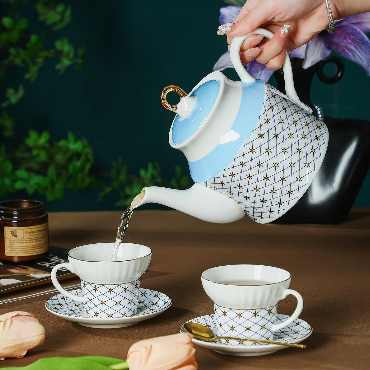 1PC Ceramic Bone China Coffee Cups And Teapots High-end And Light Luxury British Afternoon Tea Sets