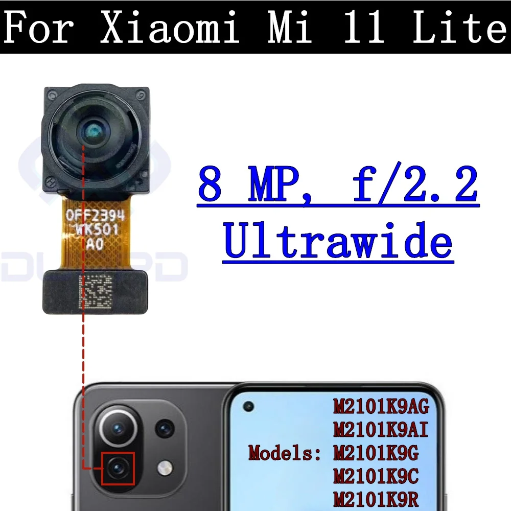 Original Rear Camera Flex Cable for Xiaomi Mi 11 Lite, 4G, 5G Front Selfie, Small Facing Main Back Camera, Glass Lens