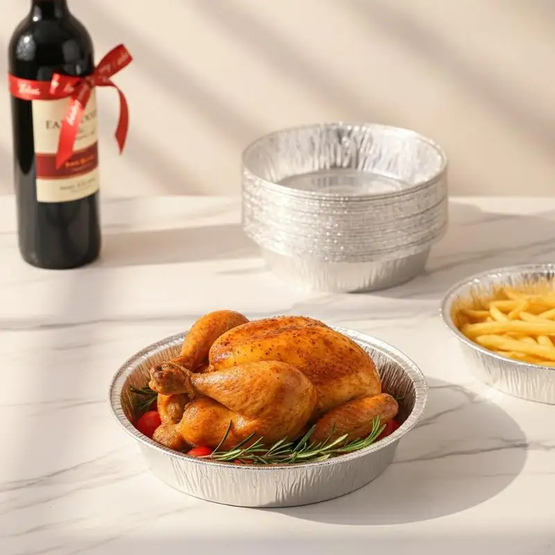 10pcs Aluminium Foil Trays Air Fryer-Specific Foil Trays Food-Grade Household Foil Bowls Disposable Aluminium Foil Trays