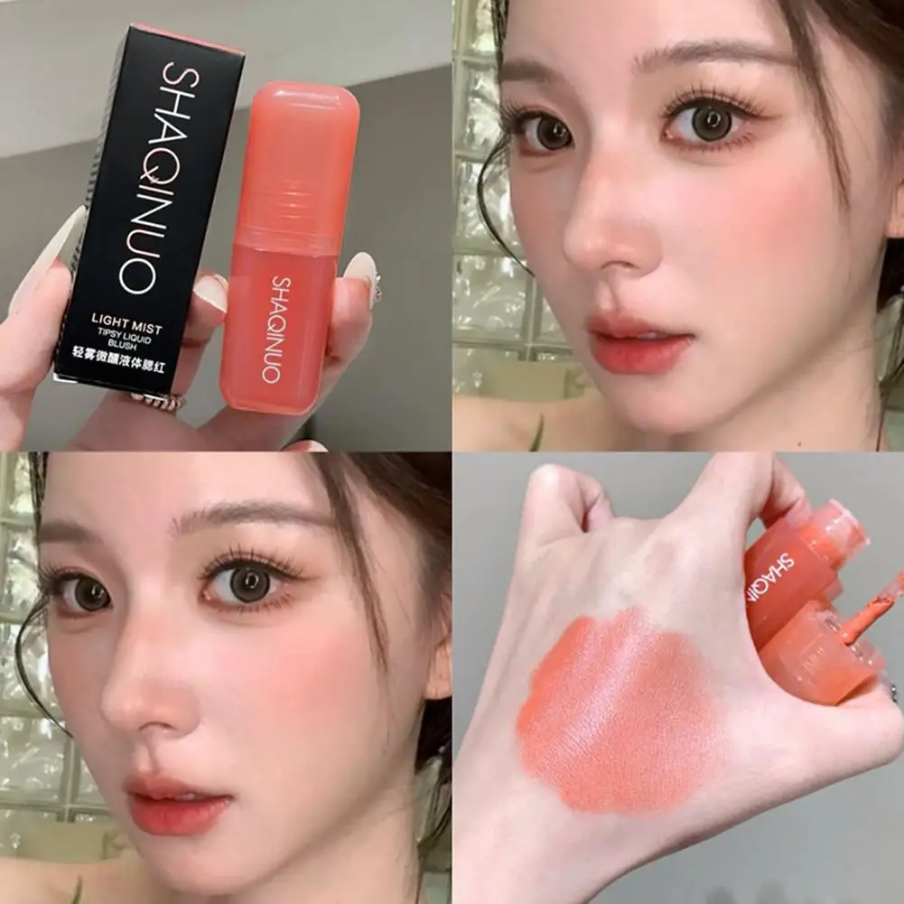 1 قطعة أحمر الخدود السائل المخملي ماتي الإسفنج رئيس أحمر الخدود الطبيعي دائم سطع الوجه كونتور أحمر الخدود تينت ماكياج #5