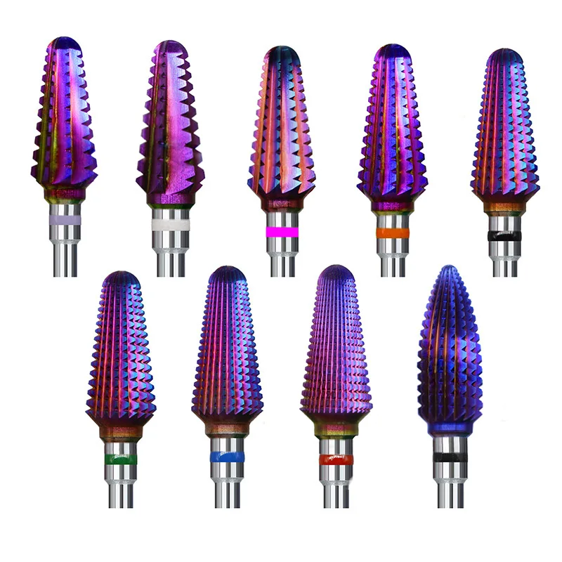 

Purple Carbide Nail Drill Bits Milling Cutters For Manicure Nail Bits Dead Skin Remove Burr Machine Accessories Nail Art Tools