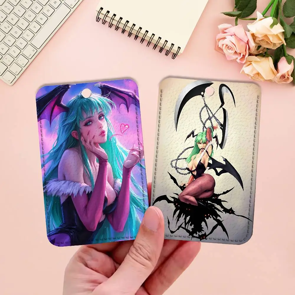 M-Morrigan A-Aenslands Key Tag Ring Leather Card Holder Key Ring Rectangle Access Card Holder