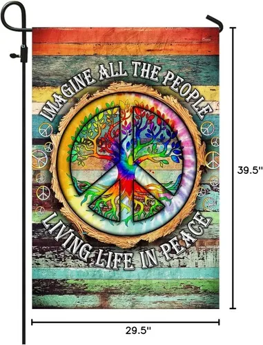 American Flag Peace Sign Hippie Garden Flag 11.5x17.5 Indoor Outdoor AAV hhz