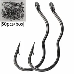 50 Uds. Anzuelo de pesca con tapa automática, anzuelo de púas de pescado de acero rico en carbono para pesca de carpa lubina, aparejos de agua dulce, caja de accesorios