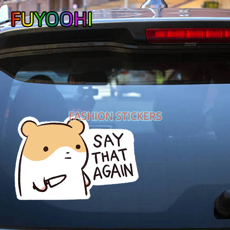 

FUYOOHI Cute Hamster Car Stickers for Car Windows Windshield Bumper Decals Fun Car Exterior Decorative Vinyl Waterproof